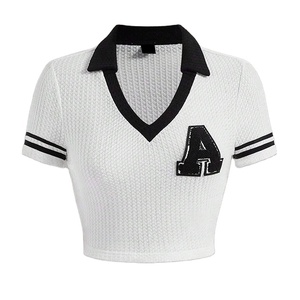 Haut de yoga respirant pour femmes CropTop T-shirt à manches courtes pour la course Hauts de sport Chemise d'entraînement pour femmes - Product Image 1