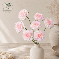 YM 7-Head Bunga Mawar Sutra Besar Realistis Buatan Tangan Simulasi Tinggi untuk Hari Valentine Pernikahan Ulang Tahun