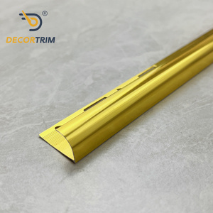 DECORTRIM OEM&ODM Profilé en aluminium quart <span class=keywords><strong>de</strong></span> cercle pour carrelage, profil ouvert 24x11.6mm, finition dorée polie, bordure métallique pour la décoration des sols et des murs - Product Image 1