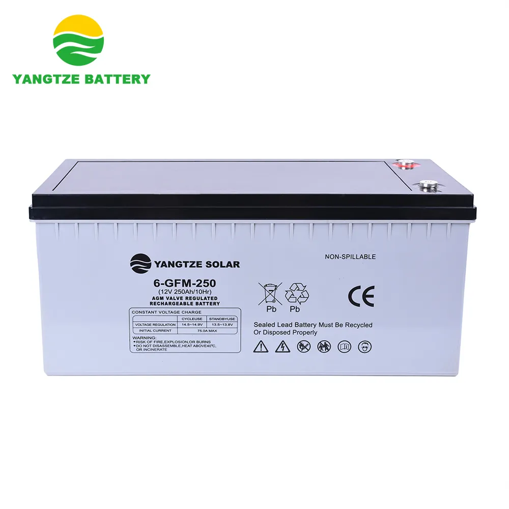 10 years life span 12v 250ah agm deep cycle battery for solar panel