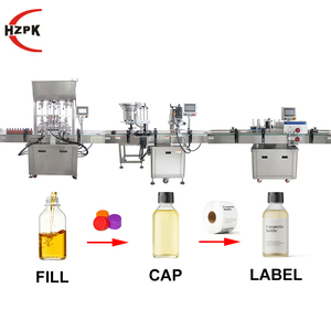 Línea de Máquina Automática HZPK para Llenado, Tapado y Etiquetado de Pistón para Líquidos, Pastas, Cremas, Agua, Jugos, Leche, Aceite, Champú y Cosméticos - Product Image 1
