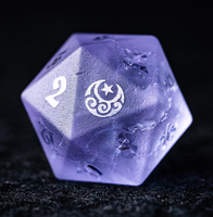 Jeu de dés polyédriques en verre fissuré mat Dés RPG en verre dépoli Dés personnalisés D & D pour donjons et dragons Bleu