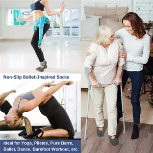 Non-Slip Grips Straps Yoga Socks For Women Ideal For Pilates Barre Ballet Barefoot Workout