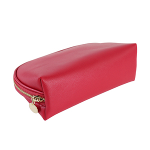 Travel <b>Makeup</b> Cosmetic Bag <b>Cases</b> Zipper Closure Women's Red PU Leather National Style Luxury Fashion Polyester Lining Deboss - Product Image 2