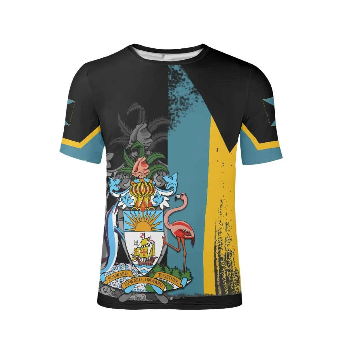 Nueva llegada de camisetas con bandera de Bahamas para hombre, camiseta personalizada transpirable suave de poliéster de primera calidad, camisetas de gimnasio, camisetas deportivas, venta al por mayor barata