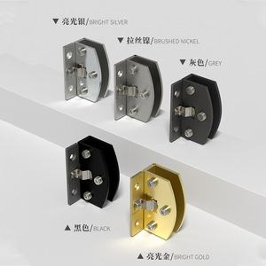Charnière en verre à rebord incurvé sans perçage en acier inoxydable pour porte d'armoire - Product Image 3
