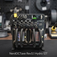Nouveau NerdOCTaxe Rev3.1 Hydro 12T 200W Machine de minage Bitcoin Asics pour le minage solo et le minage en loterie, Rig de minage crypto avec algorithme SHA-256