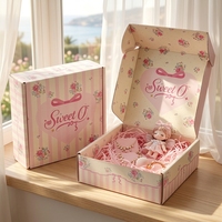 Boîte cadeau rose personnalisée avec logo imprimé, boîte d'expédition pliable en carton ondulé pour vêtements de boutique, bijoux, emballage postal