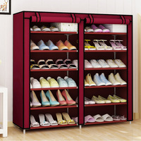 Meuble à chaussures multicouche en métal, organisateur anti-poussière, armoire à chaussures minimaliste en tissu non tissé, étagère gain de place pour sacs