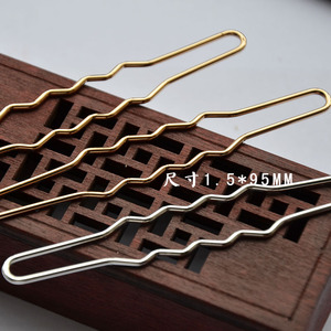 Copper U-Shaped Wave Hair <b>Clip</b> 1.5*95MM Gold <b>Silver</b> Plated Hairpin For Updo DIY Jewelry Accessories - Product Image 1