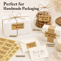 Autocollants personnalisés en papier kraft faits à la main avec l'inscription « Avec amour », étiquettes autocollantes pour emballages cadeaux, boulangerie, enveloppes, petites entreprises, en rouleau