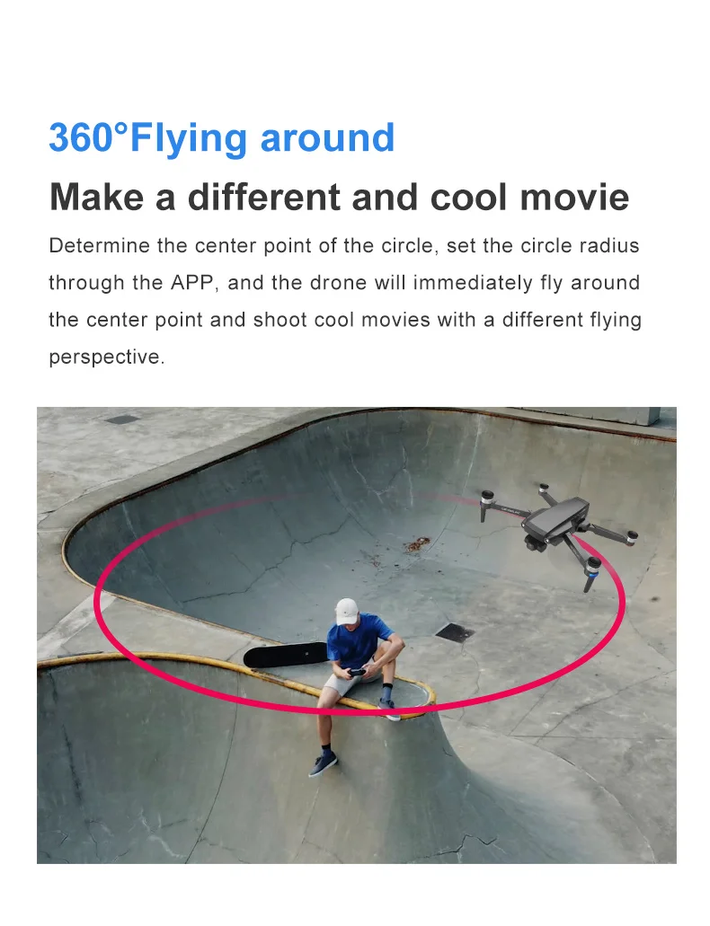 U8 Drone, 3609Flying around Make a different and cool movie Determine the center point of the