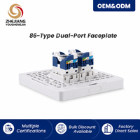 Plaque frontale de type 86 à un ou deux ports avec cache anti-poussière et fenêtre pour module RJ45
