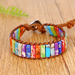 Bracciali Avvolgenti in Pelle Bohémien con Diaspro e Ametista, Braccialetti a Catena Unisex Multicolore, Gioielli Artigianali per Donne e Uomini - Product Image 3
