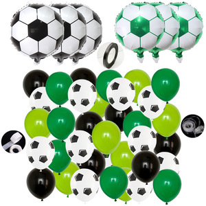 Soccer-Themed Balloon Set Black White Green Aluminum Foil Party <b>Decorations</b> <b>Birthday</b> New Year - Product Image 1