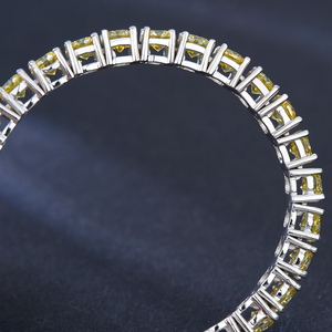 Bracelet tennis coloré en argent 925 plaqué rhodium avec moissanite jaune citron couleur D VVS, certifié GRA, pour homme et femme - Product Image 3