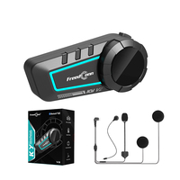 Intercom pour casque de moto FreedConn KY V2, système de communication pour la conduite sur 500 m avec partage de musique et commandes compatibles avec les gants