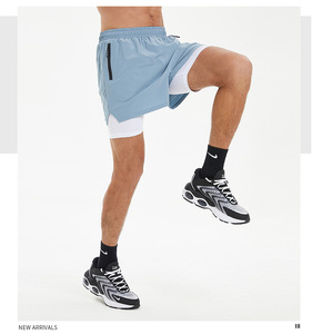 Pantalones Cortos Deportivos para <span class=keywords><strong>Hombre</strong></span>, para Correr, Maratón, <span class=keywords><strong>Atletismo</strong></span>, de Secado Rápido, con Forro, Diseño de Dos Piezas, para Entrenamiento, Fitness, Poliéster y Elastano, Tres Cuartos - Product Image 4