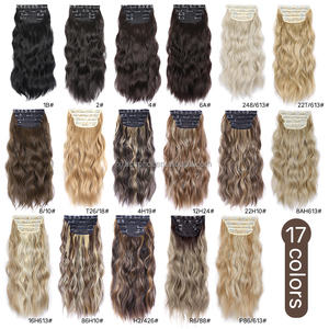 Lot de 4 Extensions de <span class=keywords><strong>Cheveux</strong></span> Synthétiques à 11 Clips pour Femme, 20 Pouces, Postiches Épais Doux et Volumineux, Longues Ondulations Naturelles - Product Image 6