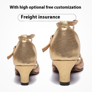 <span class=keywords><strong>Sandalias</strong></span> de punta de baile latino con punta abierta para actuación de vals de verano para <span class=keywords><strong>mujer</strong></span>, zapatos de tacón <span class=keywords><strong>medio</strong></span> con plantilla de goma suave y forro de gamuza - Product Image 4