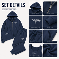 Ensemble 3 pièces grande taille en jersey de coton, comprenant un sweat-shirt zippé à capuche, un débardeur et un pantalon large, uni, décontracté, pour le sport et les activités de plein air