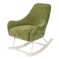 Chaise à bascule élégante en daim vert chaise de loisirs d'accent en bois de tissu de velours confortable pour l'utilisation de barre d'école de chambre à coucher de salon