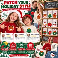 Patch brodé de Noël en gros : Père Noël, Bonhomme de neige, Renne, Arbre, Pain d'épices – à thermocoller ou à coudre