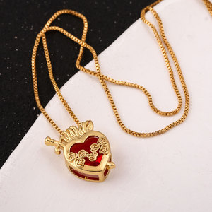Venta al por mayor romántico <span class=keywords><strong>amor</strong></span> corazón circón Cupido <span class=keywords><strong>Eros</strong></span> corazón-piercing colgante collar - Product Image 3