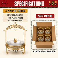 Plat de service en acier inoxydable 8L avec support doré, chauffe-plat à alcool détachable pour mariages, banquets et buffets