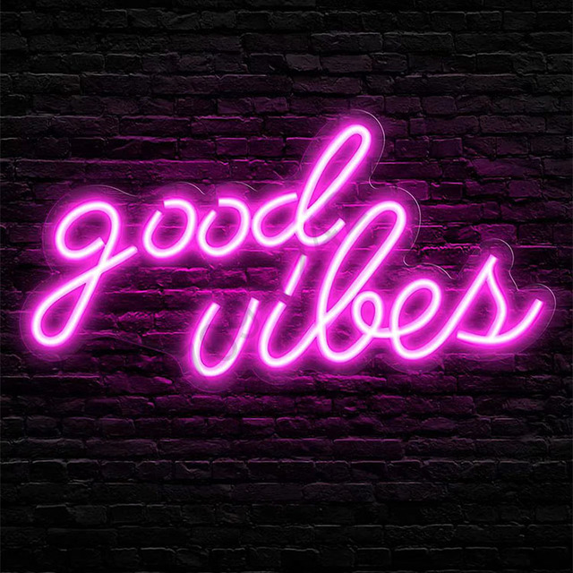 Factory Custom Neon Sign Custom Led Letters Acrylic Neon Flex GOOD VIBES Sign Custom Led Neon Sign