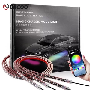 Tira de Luces LED Flexibles para el Chasis del Automóvil, RGB, con Control por Aplicación, Control Remoto, Luz de Neón, Lámpara de Ambiente para Decoración de Automóviles, 12 V - Product Image 1