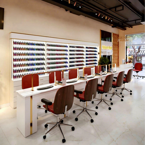Ensemble de meubles de salon de manucure écologiques personnalisés |   Tables de manucure et vitrines avec éclairage LED |   Solution de conception moderne tout-en-un - Product Image 1