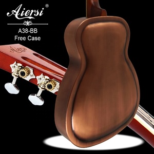 Guitarra Resonadora Blues Slide de Metal Vintage Marca Aiersi China, Estilo Cobre Rojo Oxidado, Cuerpo de Latón O, Puente Biscuit - Product Image 3