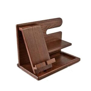 Custom Logo Gifts Beside Table Organizer Cell Phone <b>Desk</b> Stand Watch Organizer Key Holder Wallet Stand Wooden Phone Docking - Product Image 2
