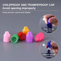 Vente en gros de flacons compte-gouttes en plastique PET à tête longue de 5 ml, 10 ml, 20 ml, 30 ml, 50 ml, flacons compte-gouttes carrés en plastique avec bouchon sécurité enfant