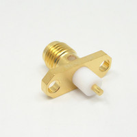 Conector Coaxial RF de Alto Rendimiento de 50 Ohmios, Chapado en Oro, SMA Hembra, con 2 Orificios para Montaje en Brida, para Satcom/Antena