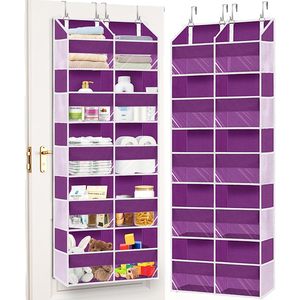 Organisateur de porte 1 pièce, 9 compartiments, violet, en tissu non tissé, pour vêtements de bébé, à accrocher derrière la porte - Product Image 1
