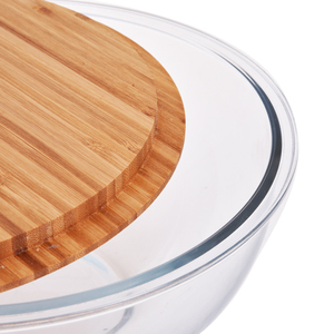 Nueva llegada de 5 piezas de vidrio tazón de ensalada de fruta bowl set cuencos con la tapa de Bambú - Product Image 3