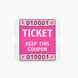 Boletos de Rifa Rosados de 2x2 Pulgadas, Numerados Secuencialmente con Reverso Escribible para Eventos Promocionales - Product Image 1