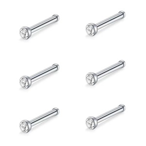 Clous de nez en acier inoxydable avec extrémité en boule de cristal blanc pour bijoux de piercing, taille 12mm, design géométrique XT003 - Product Image 3