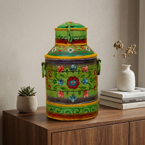 Contenedor de Almacenamiento de Metal Hecho a Mano, Forma Cilíndrica con Diseño Floral, Estilo Retro, Tapa Hermética para Uso en la Cocina - Product Image 5