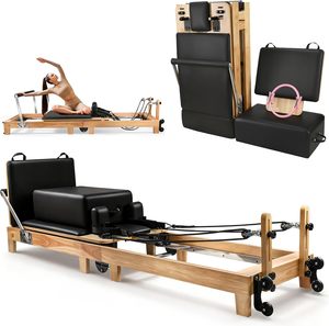 CZFIT Reformer de Pilates Plegable de Madera para Ejercicios en Casa y Gimnasio, Personalizado para Desarrollo Corporal, ¡Gran Oferta! - Product Image 1