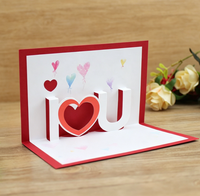 Tarjeta de Amor Romántica 3D de Alta Gama con Sobre Floral Rojo, Papel Artístico, Tamaño Personalizado para el Día de San Valentín, Aniversarios, Cumpleaños