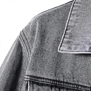 Men's Washed Denim <b>Jacket</b> Casual <b>Mandarin</b> <b>Collar</b> Regular Fit Winter Style Solid Color Front Logo Breathable - Product Image 5