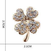 Nouvelle broche coréenne trèfle à quatre feuilles en alliage électroplaqué avec strass, épingle florale, accessoire pour femme, vente en gros