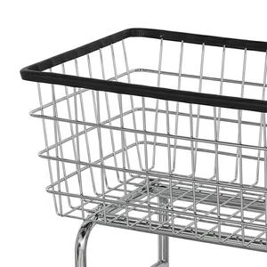 पहियों के साथ पाउडर लेपित भारी शुल्क रोलिंग तार लॉन्ड्री गाड़ी - Product Image 3