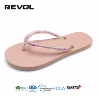 Sandales d'été personnalisées BSCI en PVC pour femmes, tongs antidérapantes en PE pour la plage