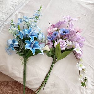 Bouquet de fleurs artificielles Yasunobu, roses et pivoines en soie, décoration pour la remise des diplômes et la maison, ensemble combiné fait main - Product Image 3