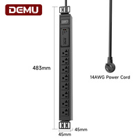 PDU para Rack de Servidor 1U de 19 Pulgadas, Regleta de Alimentación de 8 Tomas de Corriente Estadounidenses de 20 A, Supresor de Sobretensiones de 3900 J y Disyuntor de Sobrecarga para Gabinete de Red