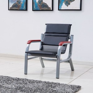 Conjunto de Sofás para Oficina Wolverhampton 1+1+3, Sillas de Cuero Negro en Fila para Áreas de Espera y Salas de Conferencia - Product Image 4